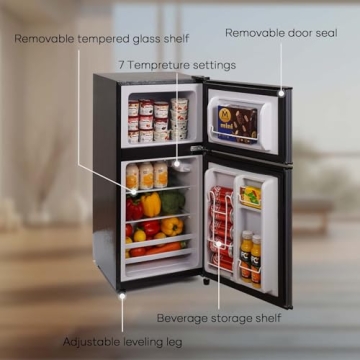 BODIOO Energy Saving Mini Fridge with Freezer 2.83 Cu.Ft