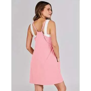 ANRABESS Women Summer Mini Romper Dress Workout Tennis Active Sports Athletic Outfits Built in Shorts Trendy Vacation Pink Medium