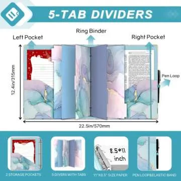 Stylish EYROZILL 3 Ring Binder for 8.5" Paper with Dividers