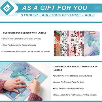 Stylish EYROZILL 3 Ring Binder for 8.5" Paper with Dividers