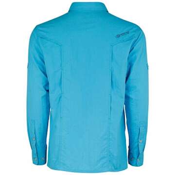 Mossy Oak Long Sleeve Fishing Shirts for Men, Quick Dry with UPF Sun Protection, Blue Horizon, Small