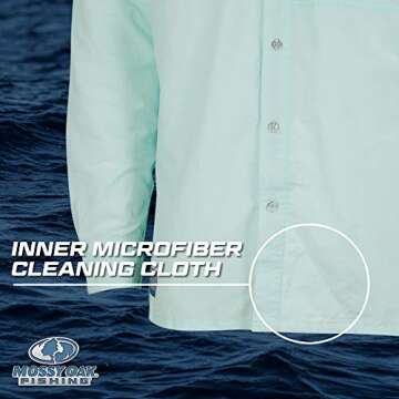 Mossy Oak Long Sleeve Fishing Shirts for Men, Quick Dry with UPF Sun Protection, Blue Horizon, Small