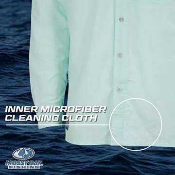 Mossy Oak Long Sleeve Fishing Shirts for Men, Quick Dry with UPF Sun Protection, Blue Horizon, Small