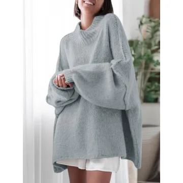 Comfortable Saodimallsu Oversized Mock Neck Sweater