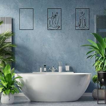 3 Pcs Wall Art Decor Modern Minimalist Wall Decor Abstract Metal Wall Art Large Rustic Wall Sculptures Single Line Minimalist Decor Hanging Women's Body Outline Decor for Bedroom Living Room (Black)