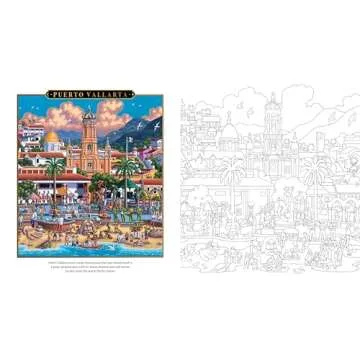 Beautiful Beaches Coloring Book: Color famous scenes from coastal destinations in the whimsical styl...