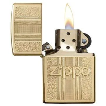 Zippo and Pattern Design High Polish Brass Pocket Lighter, One Size