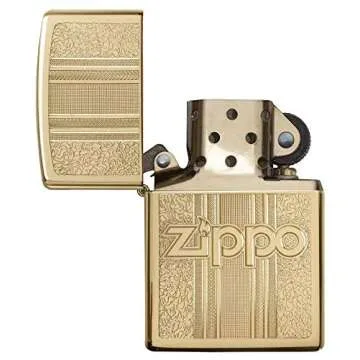 Zippo and Pattern Design High Polish Brass Pocket Lighter, One Size