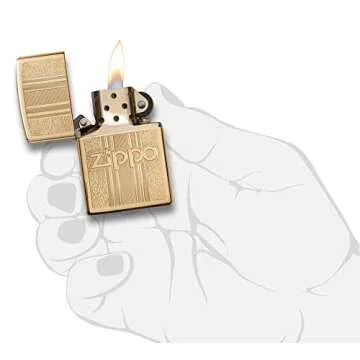 Zippo and Pattern Design High Polish Brass Pocket Lighter, One Size