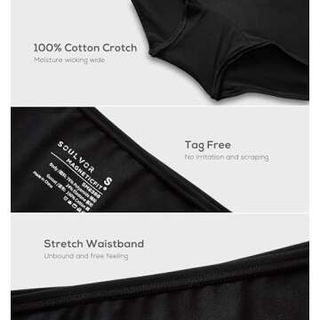 SOULVOR Magneticfit Boy Shorts Underwear for Women Stretchy Boxer Briefs Tagless Full Coverage Boyshort 3 Pack Black (3pack) X-Small