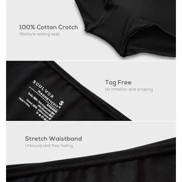 SOULVOR Women’s Magneticfit Boy Shorts Comfort 3 Pack