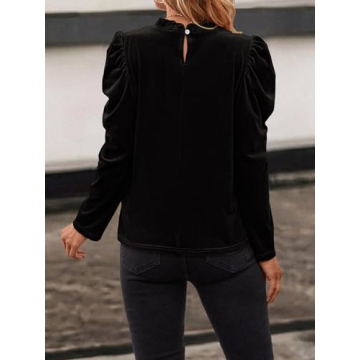 Floerns Velvet Puff Sleeve Blouse for Stylish Elegance