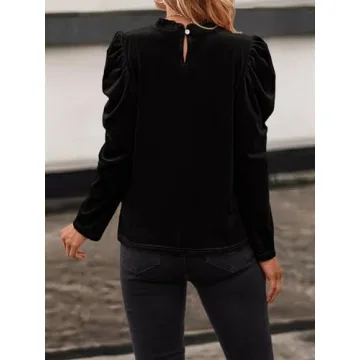 Floerns Velvet Puff Sleeve Blouse for Stylish Elegance