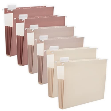 Stylish Mocha Hanging File Folders - Extra Capacity - 6 Pack