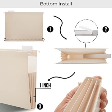 Stylish Mocha Hanging File Folders - Extra Capacity - 6 Pack