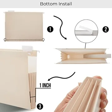 Stylish Mocha Hanging File Folders - Extra Capacity - 6 Pack