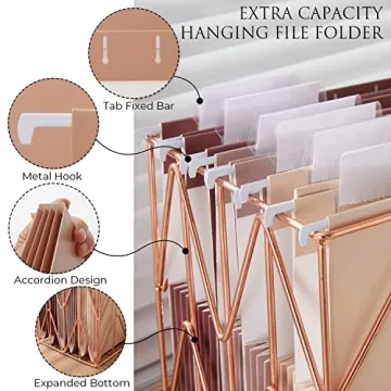 Stylish Mocha Hanging File Folders - Extra Capacity - 6 Pack