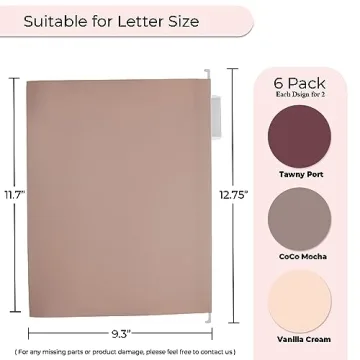 Stylish Mocha Hanging File Folders - Extra Capacity - 6 Pack