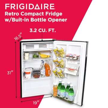 FRIGIDAIRE EFR376-BLACK 3.1 Cu Ft Black Retro Bar Fridge with Side Bottle Opener