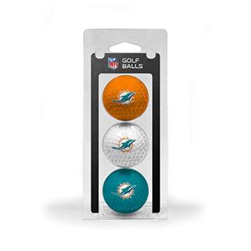Miami Dolphins Team Golf 3 Pack - Full Color Durable Imprint Golf Balls
