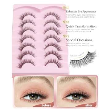 Onlyall Natural Lashes Wispy False Eyelashes - 7 Pairs D-K06
