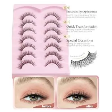Onlyall Natural Lashes Wispy False Eyelashes - 7 Pairs D-K06