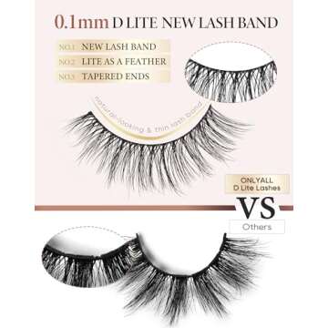 Onlyall Natural Lashes Wispy False Eyelashes - 7 Pairs D-K06