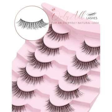 Onlyall Natural Lashes Wispy False Eyelashes - 7 Pairs D-K06