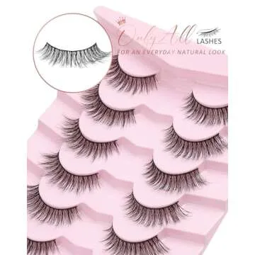 Onlyall Natural Lashes Wispy False Eyelashes - 7 Pairs D-K06