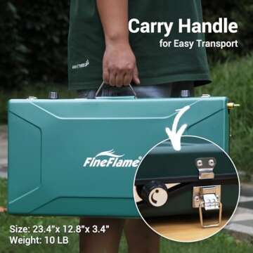 FineFlame Camping Stove 3 Burner 20400 BTU Propane Portable Stove with Regulator, Toast Tray, Windshield for Car Camping BBQ Picnics Outdoor Cooking Camping Gas Stove