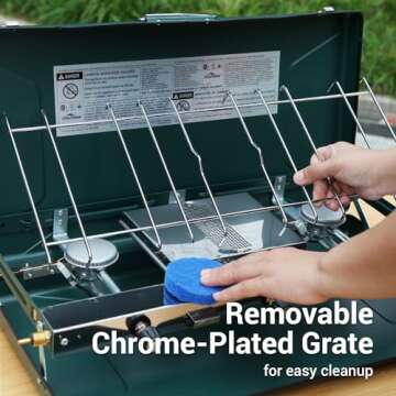 FineFlame Camping Stove 3 Burner 20400 BTU Propane Portable Stove with Regulator, Toast Tray, Windshield for Car Camping BBQ Picnics Outdoor Cooking Camping Gas Stove