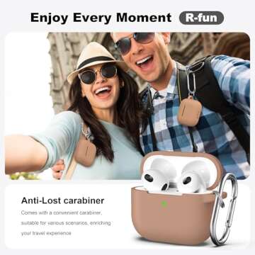 R-fun Compatible with AirPods 3 Case Cover, Silicone Protective Accessories Skin with Keychain Compa...