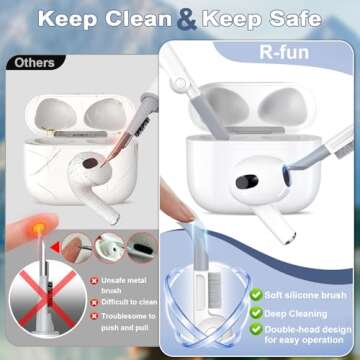 R-fun Compatible with AirPods 3 Case Cover, Silicone Protective Accessories Skin with Keychain Compatible with Apple AirPod 3rd Generation 2021 for Women Men Girls Boys,Front LED Visible,Milk Tea