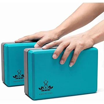 Heathyoga Yoga Blocks 2 Pack with Strap for Yoga Flexibility