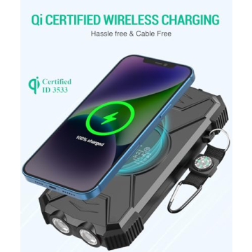 BLAVOR Solar Charger Power Bank 10,000mAh, Portable Wireless Charger, 20W Fast Charging External Battery Pack with USB C for Cell Phones, Solar Panel Charger with Dual Flashlight for Camping