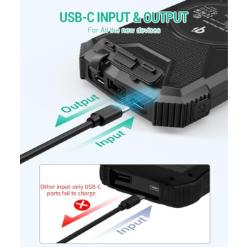 BLAVOR Solar Charger Power Bank 10,000mAh, Portable Wireless Charger, 20W Fast Charging External Battery Pack with USB C for Cell Phones, Solar Panel Charger with Dual Flashlight for Camping