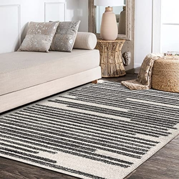 Khalil Modern Berber Stripe Rug - Soft, Stylish & Non-Shedding