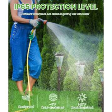 BITPOTT 2-in-1 Warm&Cool Solar Pathway Lights Outdoor, 2 Pack Solar Garden Lights Waterproof IP65, Auto On/Off Outdoor Solar Lights for Yard Garden Walkway Landscape Lighting