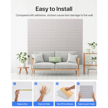 Self-Adhesive Acoustic Wall Panels - 12 Pack