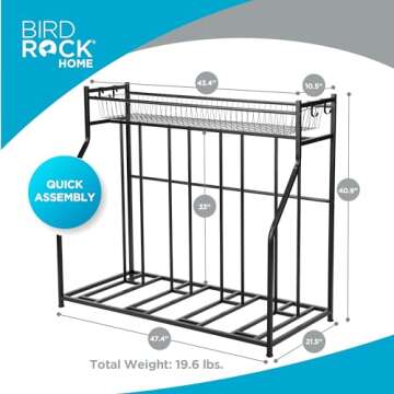 BIRDROCK HOME Bike Rack Garage Storage Floor Stand - Freestanding Organizer for Outdoor Yard - Uprig...