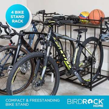 BIRDROCK HOME Bike Rack for 4 Bicycles - Outdoor Organizer