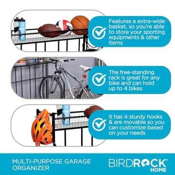 BIRDROCK HOME Bike Rack for 4 Bicycles - Outdoor Organizer