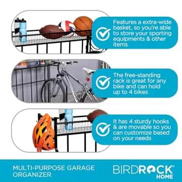 BIRDROCK HOME Bike Rack for 4 Bicycles - Outdoor Organizer