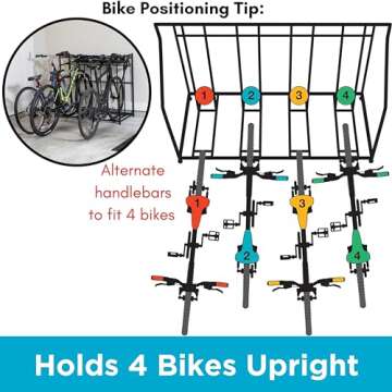BIRDROCK HOME Bike Rack for 4 Bicycles - Outdoor Organizer
