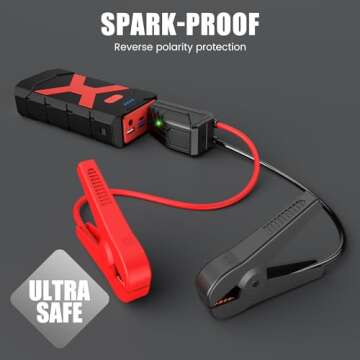 Jump Starter 2000A for Car/Boat/Lawnmower(8.0L Gas/6.5L Diesel Engine) 12V Car Battery Jump Starter Battery Jumper Starter Portable with Jump Cables/Wall Charger/USB Cable