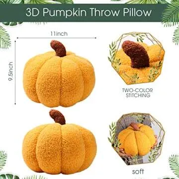 Queekay 2 Pcs Thanksgiving Pumpkin Pillow Set - Soft 3D Decor