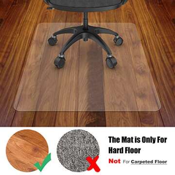 Azadx Large Chair Mat for Hardwood Floor 48 x 59'', Clear Office Chair Mat for Hard Floors Rectangle, Plastic Floor Mat for Wooden/Tile Floor