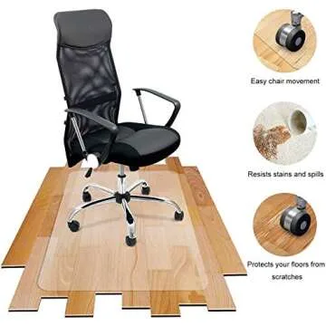 Azadx Large Chair Mat for Hardwood Floor 48 x 59'', Clear Office Chair Mat for Hard Floors Rectangle, Plastic Floor Mat for Wooden/Tile Floor
