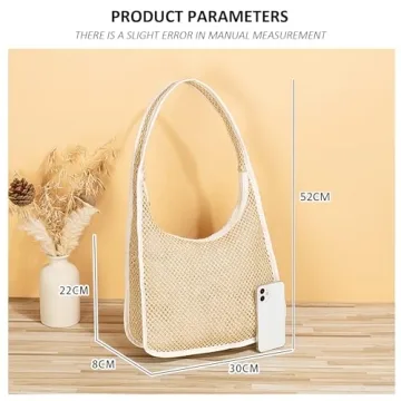 LADIHAB Woven Casual Tote Bags Shoulder Bag Small Beach Straw Bag for Women Hobo Handbags for daily use and Outdoor Vacation (Brown)