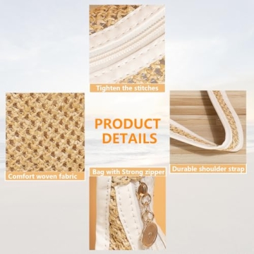 LADIHAB Woven Casual Tote Bags Shoulder Bag Small Beach Straw Bag for Women Hobo Handbags for daily use and Outdoor Vacation (Brown)